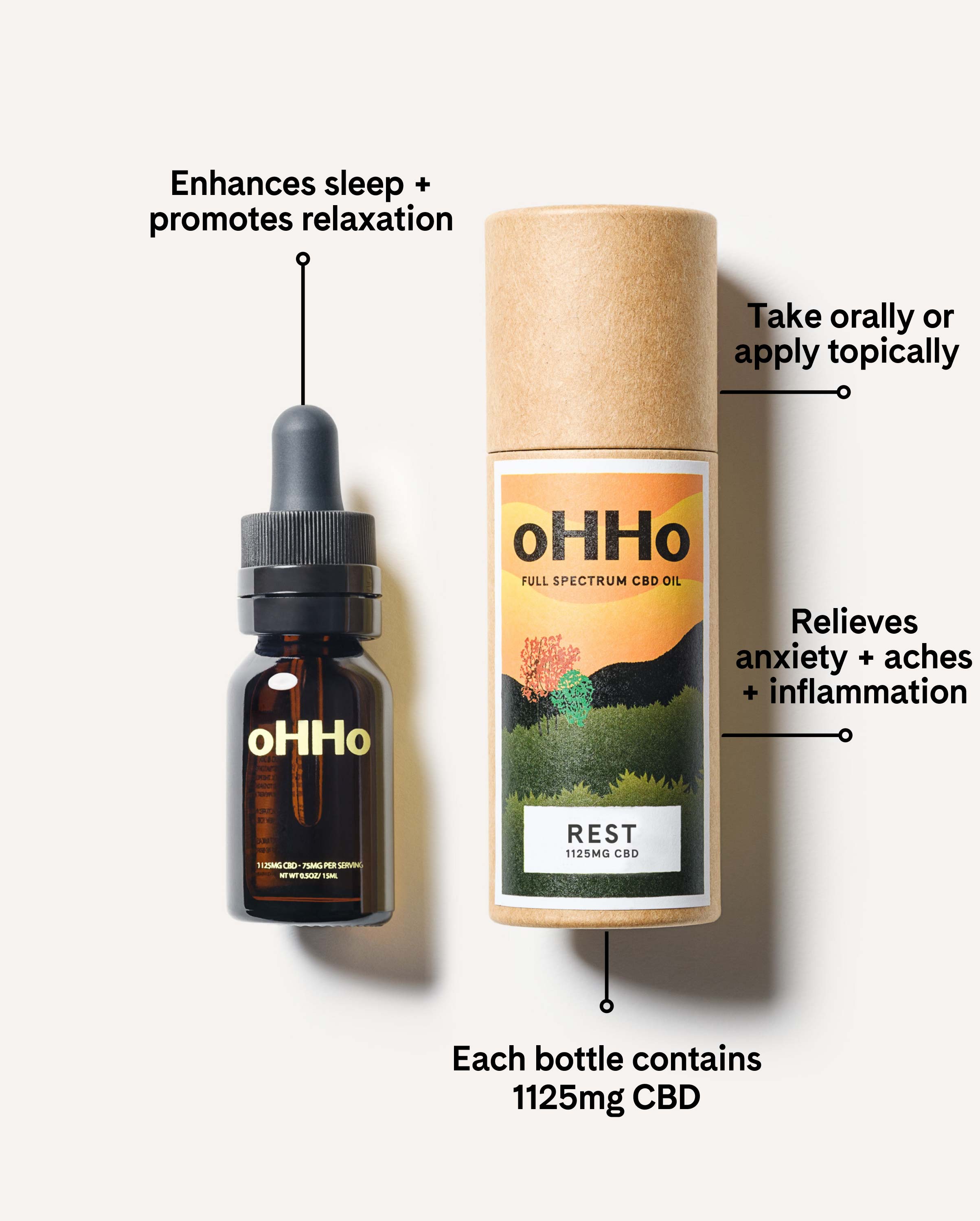 Rest oil bottle with descriptive text
